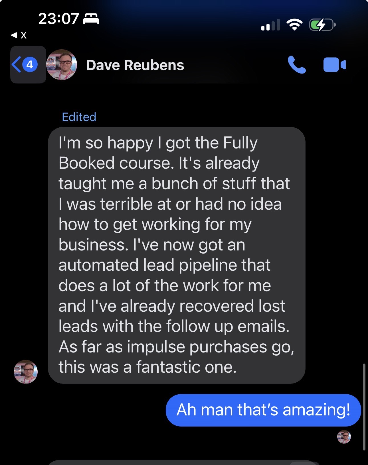Dave Reubens shares feedback on automated follow-up